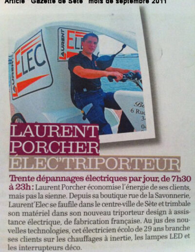 Laurent Elec électricien à Sète et Montpellier - Article de presse