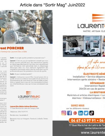Laurent Elec électricien à Sète et Montpellier - Article de presse