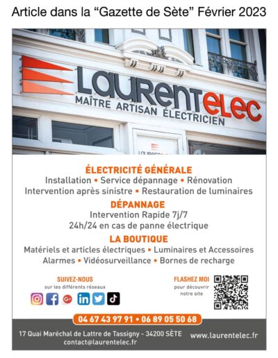 Laurent Elec électricien à Sète et Montpellier - Article de presse