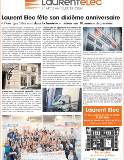 Laurent Elec électricien à Sète et Montpellier - Article de presse