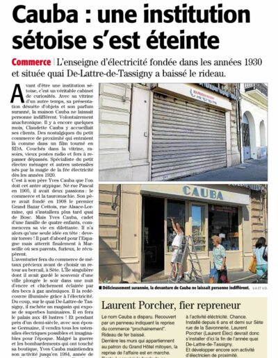 Laurent Elec électricien à Sète et Montpellier - Article de presse