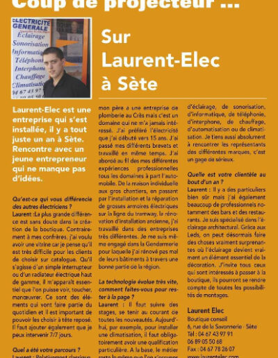 Laurent Elec électricien à Sète et Montpellier - Article de presse