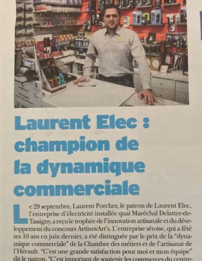 Laurent Elec électricien à Sète et Montpellier - Article de presse
