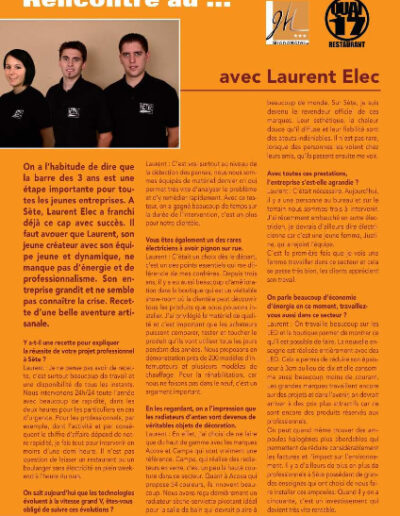 Laurent Elec électricien à Sète et Montpellier - Article de presse